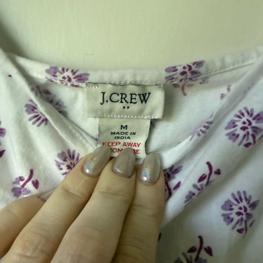 J. Crew White and Purple Floral Ruffle Camisole Tank M
